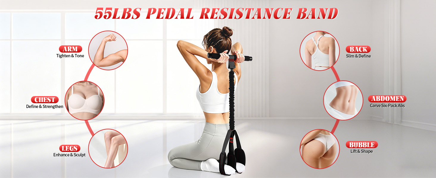 Full Body Workout Tension Rope for Arms Legs Core Yoga, Fitness Exercise for Women Men
