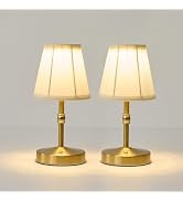 Cordless Mini Lamps Gold,3000 mah Battery Operated Lamp,3 Color Temperature Dimmable Table Lamp,S...