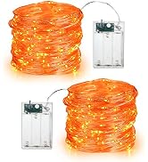 BrizLabs Orange Halloween Lights, 19.47ft 60 LED Orange Fairy Lights String, 2 Modes Battery Hall...