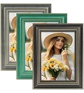 Golden State Art 5x7 Vintage Picture Frame Set of 3 - Green, Gray & Black with Ornate Gold Trim, ...