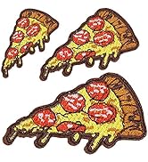 U-Sky Sew or Iron on Patches, 3pcs Pizza Iron Patch for Clothng, Cute Food Motif Patches for Clot...