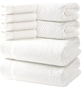 REDKISS Luxury Bath Towel Set of 8, 100% Cotton Bathroom Towels Set with 2 Bath Towels, 2 Hand To...