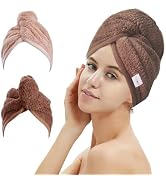 M-bestl 2 Pack Hair Drying Towels, Hair Wrap Towels, Absorbent Microfiber Hair Towel Turban with ...
