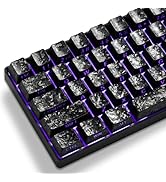Hkfos XVX Black Shine Through Keycaps, Forged Carbon-Look Cherry Profile Keycap Set, 140-Key Keyb...