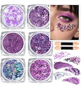Teenitor Body Glitter Gel, Purple Face Glitter Set, 6 Shapes Face and Body Glitter, Hair Glitter ...