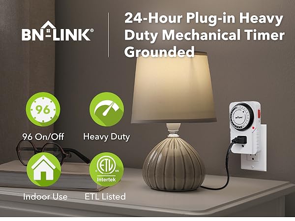 24-Hour Plug-in Heavy Duty Mechanical Timer Grounded