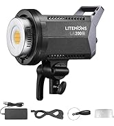 Godox LA200Bi Bicolor LED Video Light, 210W 2800K-6500K 79200Lux Bowens Mount Led Light, CRI 96+ ...