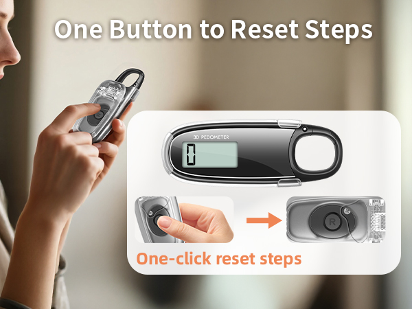 Pedometer for Walking, Simple 3D Step Counter for Walking with Steps and Time Modes for Men Women