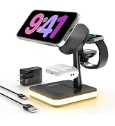 4 in 1 Wireless Charging Station with Light for Apple,Magnetic Wireless Charger Stand for iPhone ...