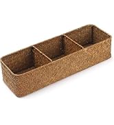 Toilet Basket Tank Topper, Seagrass Wicker Bathroom Storage Basket (14.6" x 4.7" x 3.1")
