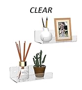 Hexsonhoma 7'' Clear Acrylic Wall Shelf 2 Pack, Acrylic Floating Shelves, Acrylic Small Shelf for...