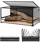 REPTI ZOO Collapsible 120 Gallon Reptile Tank, Tempered Glass Large Reptile Terrarium 48"x24"x24"...