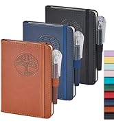NIRMIRO (3 Pack) Small Journal Pocket Notebook with Pen, A6 (3.7" x 5.7"), for Men Women Work, Wr...