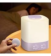 Lyridz LED Nursery Night Light with Clock, Portable Breastfeeding Table Lamp for Baby with Remote...
