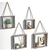 J JACKCUBE DESIGN Floating Hanging Square Shelves Wall Mounted Rustic Wood Cube Display Shelf Sha...