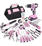 FASTPRO 232-Piece 20V Pink Cordless Lithium-ion Drill Driver and Home Tool Set, Lady's Repairing ...