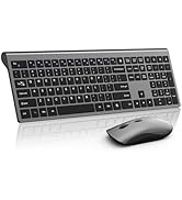 Wireless Keyboard and Mouse, Ultra-Thin Full-Size Keyboard Mouse Combo with USB Receiver, Quiet C...