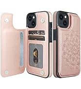 Nvollnoe for iPhone 13 Case with Card Holder Heavy Duty Protective Durable Leather RFID Blocking ...