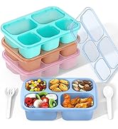 Bento Box Adult Lunch Box - 4 Pack, 5 - Compartment Meal Prep Container for Kids, Reusable Food S...