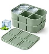 Tvmania Ice Cube Tray 2 Pack - Stackable Large Silicone Ice Cube Freezer Molds & Easy Release Squ...