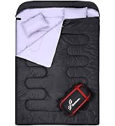 Sportneer 2 in 1 Double Sleeping Bag - Queen Size Sleeping Bag for Adults with 2 Pillows in Warm ...