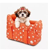 Cullaby Center Console Dog Car Seat, Tomato Red | Safe Travel for Small Dogs Under 15 lbs, Detach...