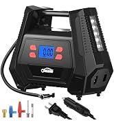 Oasser Tire Inflator Portable Air Compressor 12V DC / 110V AC Car Tire Pump 150PSI Electric Bike ...