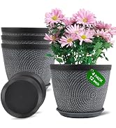 Quarut Large 12 Inch Plant Pot for Plants Outdoor Indoor, 4 Pack Plastic Flower Pots with Drainag...