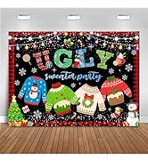 Mocsicka Ugly Sweater Party Backdrop Ugly Christmas Party Sweater Background for Christmas Photog...