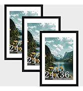 Picrit 24x36 Picture Frame 3 Pack, Black Poster Frame, Display Poster 20 x 30 with Mat or 24 x 36...
