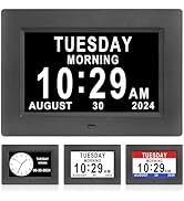 Jaihonda Dementia Clocks for Seniors,7 Inch Clock with Day and Date for Elderly,12 Alarms Option,...