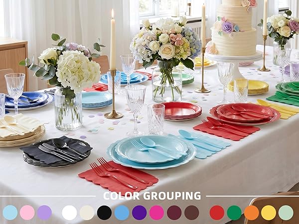 colorful solid paper plates
