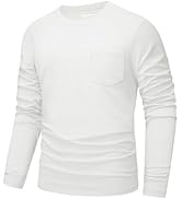 MAGNIVIT Mens Cotton Pocket Shirts Long Sleeve Crew Neck Casual Shirt Lightweight Regular Fit Tsh...