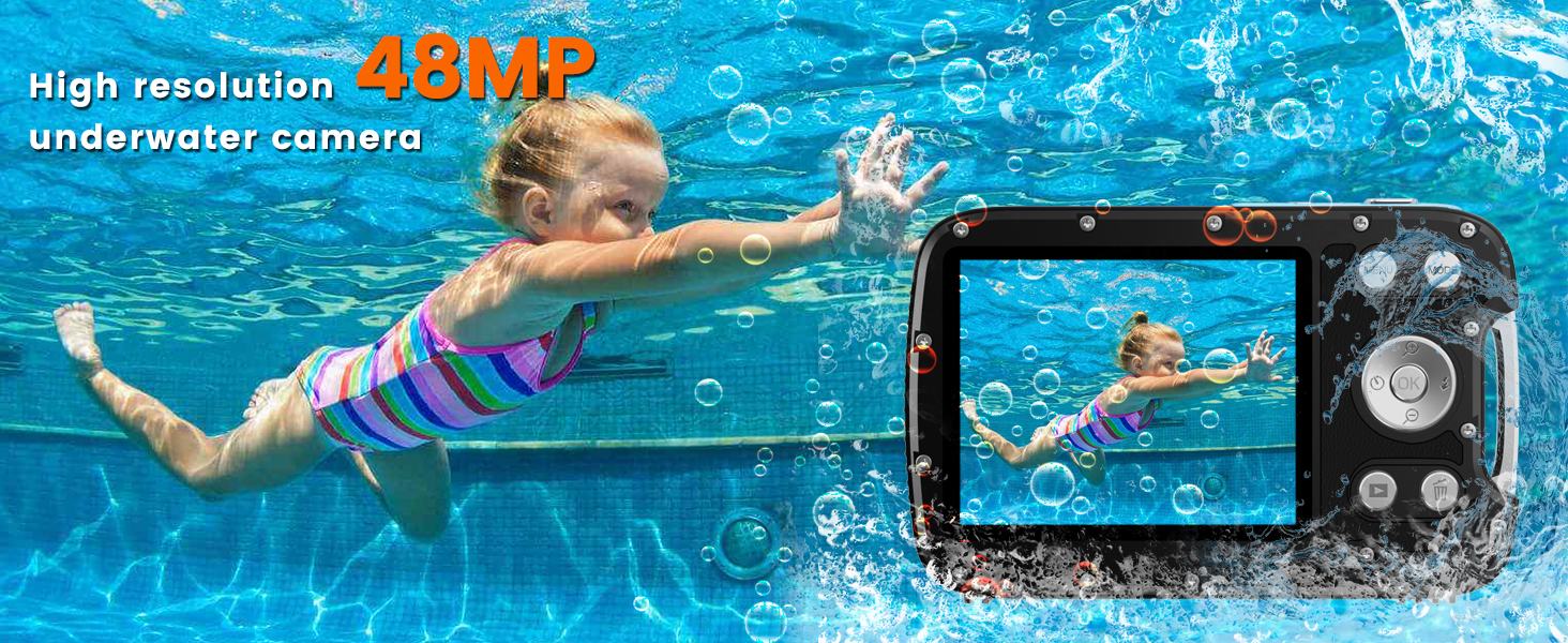 underwater camera 48 MP dual screen waterproof camera