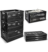 CleverMade 60L Collapsible Utility Crate (66 lb Capacity), Heavy Duty Folding Storage Crate, Stac...