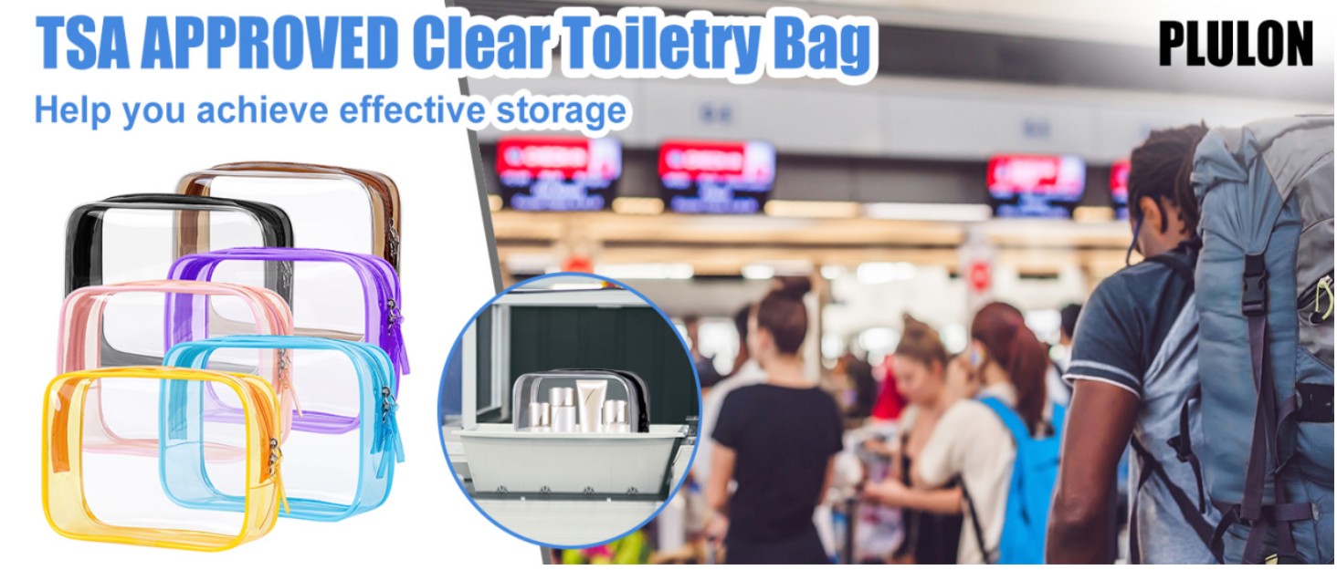 PLULON Travel Toiletry Bag TSA Approved Toiletry Bag Clear Makeup Bag
