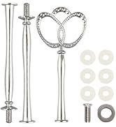 Happy Will 3 Tier 14" Heavy Metal Cake Stand Holder Fruit Plate Stand Fitting Hardware Rod(Silver...