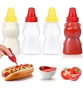 WXOIEOD 4 Pieces Bear Shape Mini Condiment Bottles, 1 oz Mini Ketchup Bottle for Lunch Box, Small...