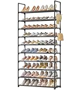 Kitsure Shoe Rack for Closet - 10-Tier Shoe Organizer with Hook Rack, Large-Capacity & Space-Savi...