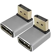 BENACES 8K Displayport Male to Female Converter, 2-Pack Aluminum Gold-Plated Up-Down Angle Displa...