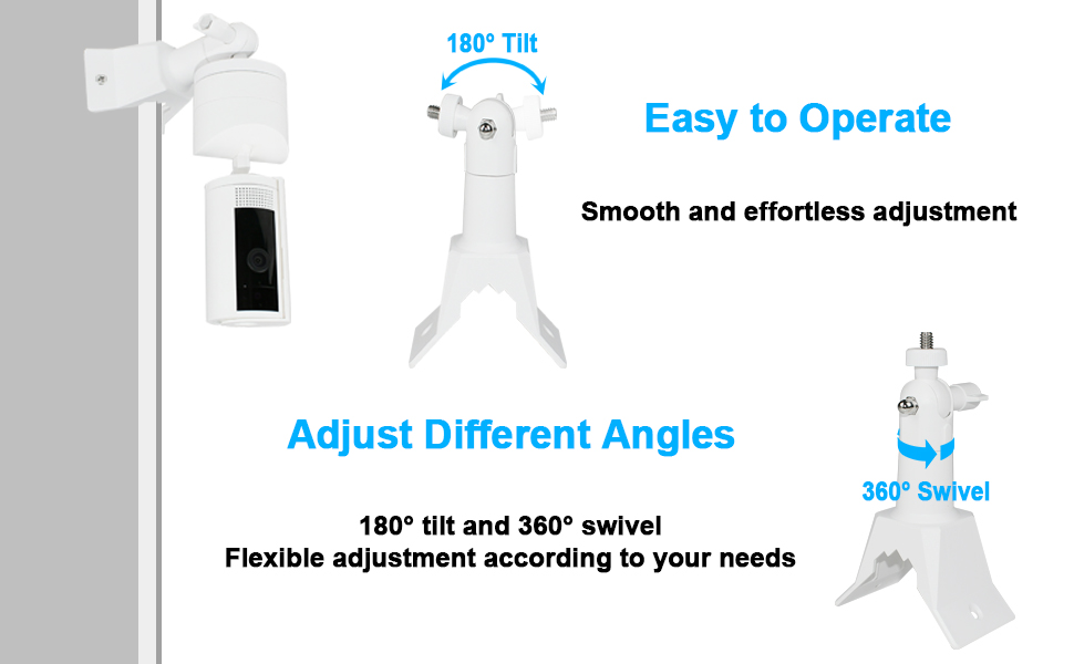 Adjustable Camera Holder 180 Degree Rotation,Wall Mount Bracket with Durable White Plastic Materia
