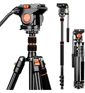 Camera Tripod Stand, 72" Video Tripod with Fluid Head, Heavy Duty Alunimum Professional, 1/4" & 3...