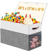 Large Toy Storage Box with Lid Divider, Sturdy Collapsible Toys Organizer Chest Kids Storage Bins...