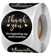 Black Thank You Stickers, for Supporting My Small Business Waterproof Gift Envelopes Wrapping Lab...