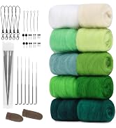 ZXIIXZ 100g Needle Felting Wool, 10 Colors Felting Wool, Needle Felting Kit with Needles, Wool Ro...