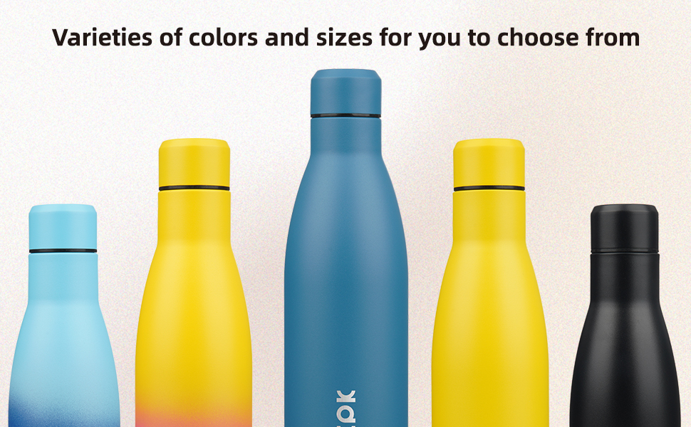 different color and sizes water bottle
