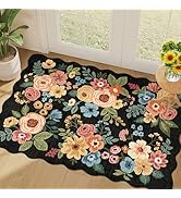 DUKINO 2x3 Entryway Rug, Floral Washable Indoor Door Mat with Non-Slip Backing, Soft Low Pile Sma...
