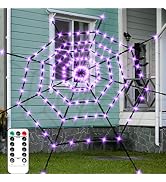 Halloween Decorations 190 LEDs Spider Web Lights, 8.75 Ft Super-Realistic Giant Cobweb Indoor Out...