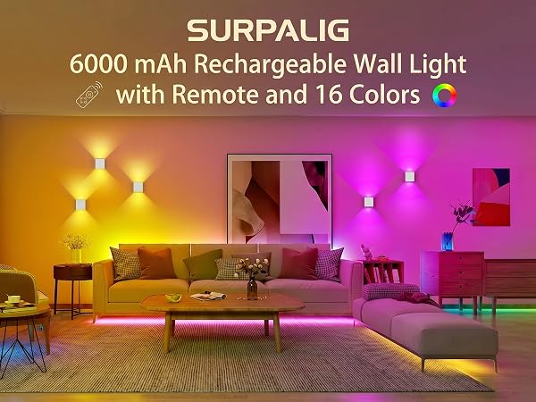 6000mAh Battery Operated Wall Sconce16 Colors