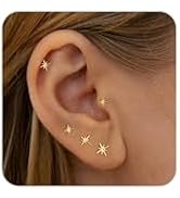 KELAIEN 3-5 Pairs Gold Stud Earrings for Women Trendy 925 Sterling Silver Stud Cartilage Earrings...